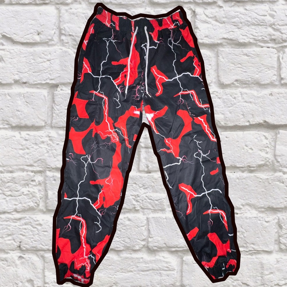 Red/Black Cargo Windbreaker Pants